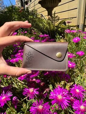 Genuine Leather Wallet  DARK BROWN Side Snap Credit Card Holder Brown Wallet